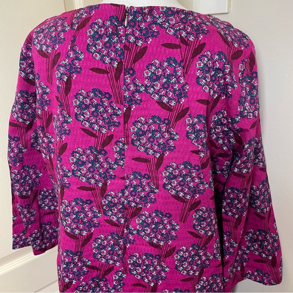 White Stuff Size 16 100% Cotton Perfect Pink Purple Vocal Floral Tunic ¾ sleeve - Picture 7 of 15